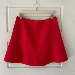 J. Crew Fluted Double Crepe Mini Skirt in Neon Pink/Orange - Size 12